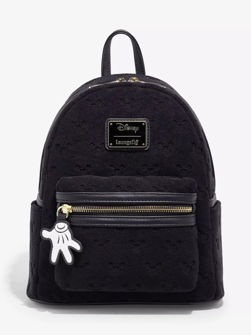 Loungefly Black Embossed Mickey Mini Backpack with Gold Hardware